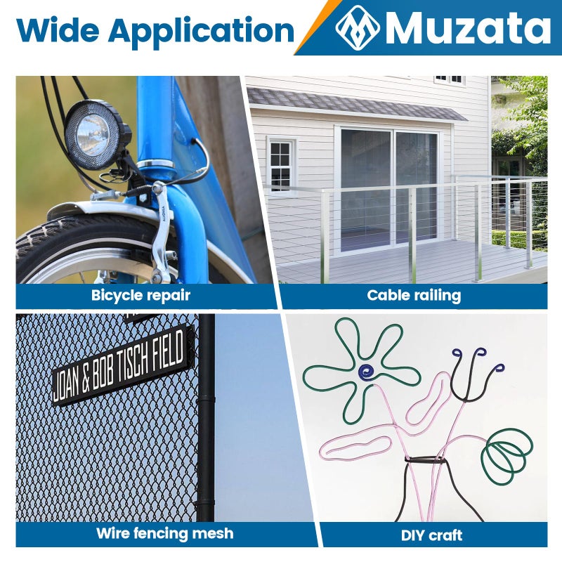 Muzata Cable Cutter Wire Cutter Heavy Duty Up to 1/8" 5/32" Stainless Steel Aircraft Wire Rope for Deck Railing Metal Fence Bicycle Brake Bike DIY Project CR12 - Image 5